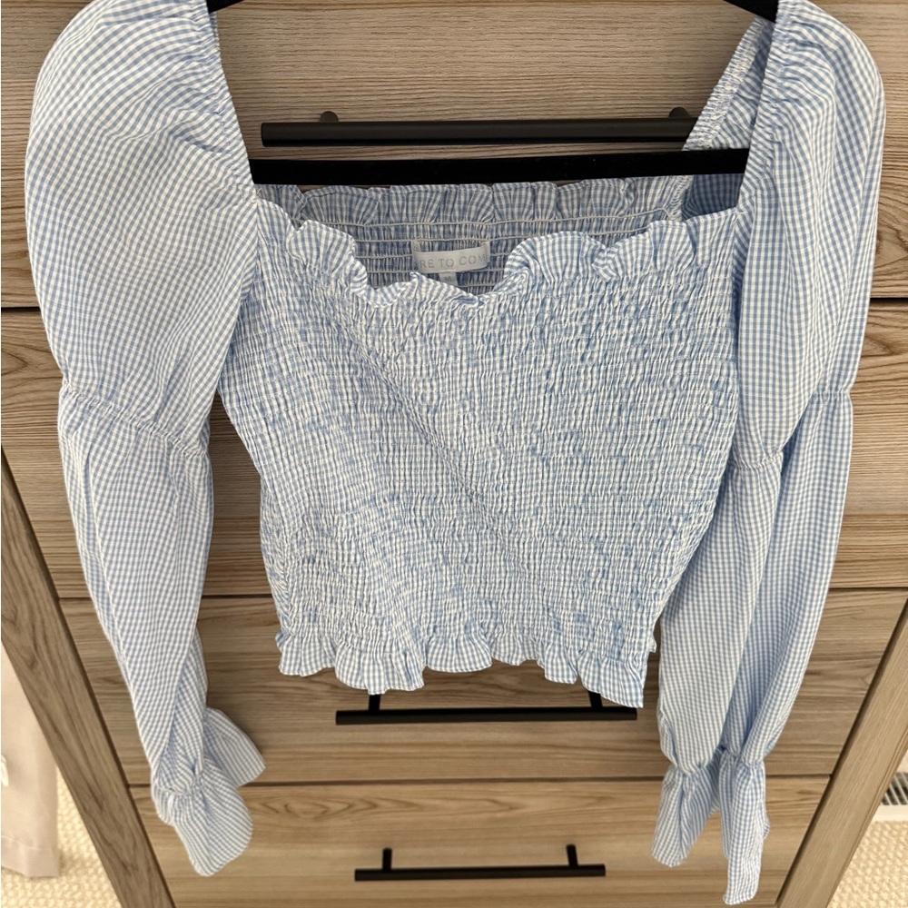 Blue Gingham Smocked Top purchased from revolve. Worn once